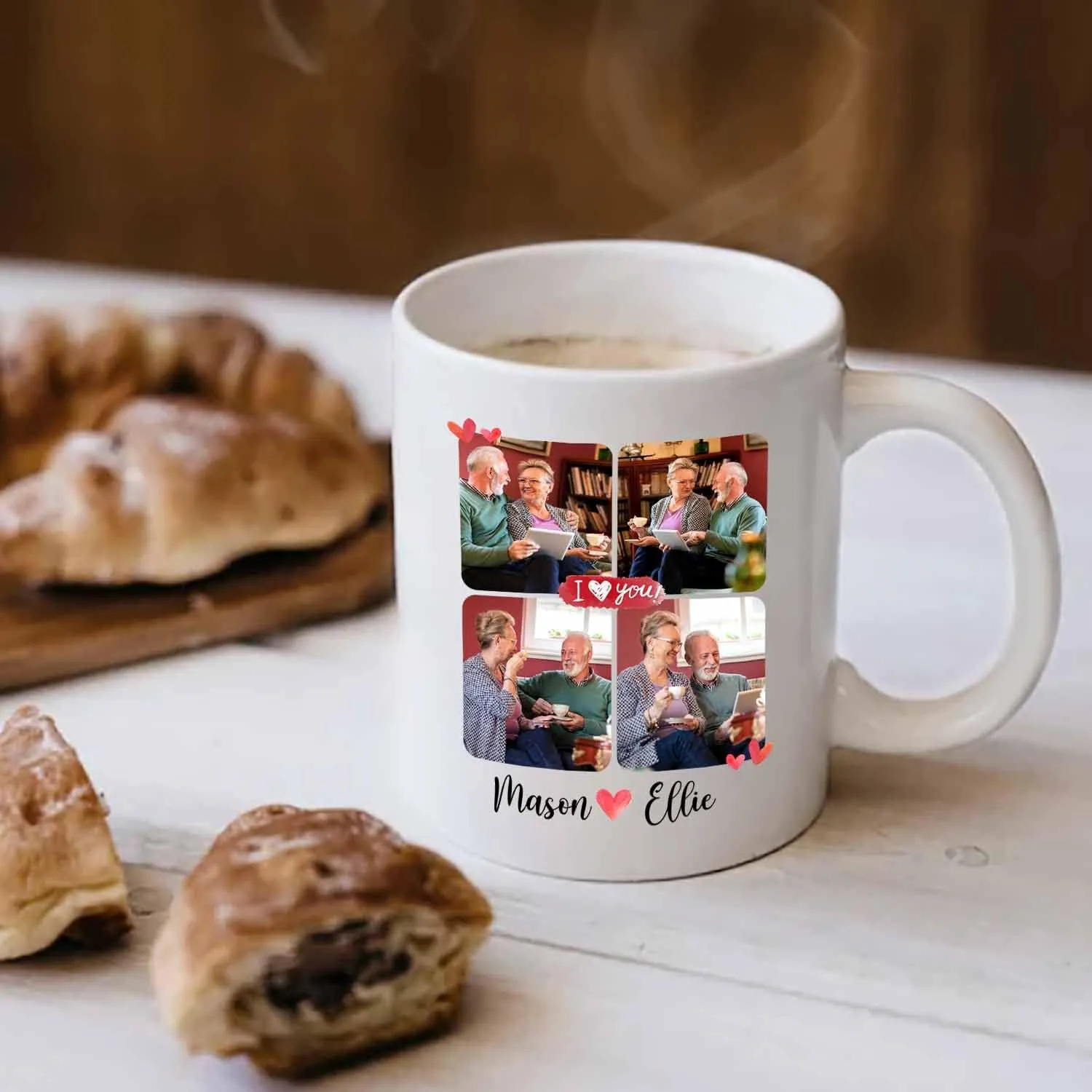 I Love You To The Moon And Back White Coffee Mug, Personalized Wife Coffee Cup 11 Oz 15 Oz, Customized Wife Travel Mug Choose Names / Photo, Awesome Wife Ceramic Teacup Gifts for Romantic Marriage
