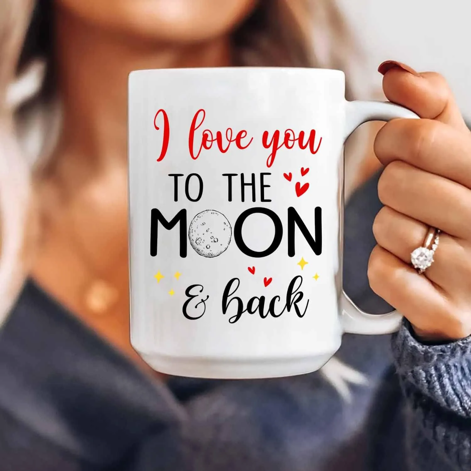 I Love You To The Moon And Back White Coffee Mug, Personalized Wife Coffee Cup 11 Oz 15 Oz, Customized Wife Travel Mug Choose Names / Photo, Awesome Wife Ceramic Teacup Gifts for Romantic Marriage