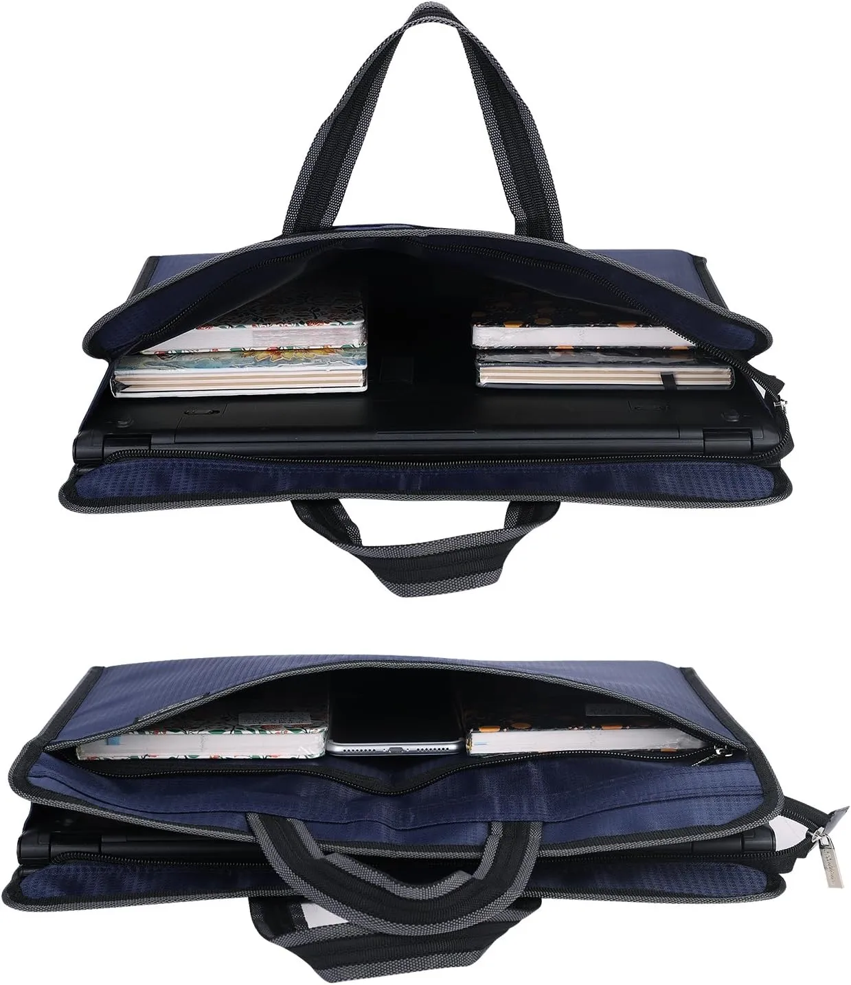 Ibluelover A4 Zipper Business Document Bag Waterproof File Folder Bag Briefcase Portable Portfolio Carrying Case Handbag Unisex Adults File Storage Organizer Holder for Office Meetings Travel