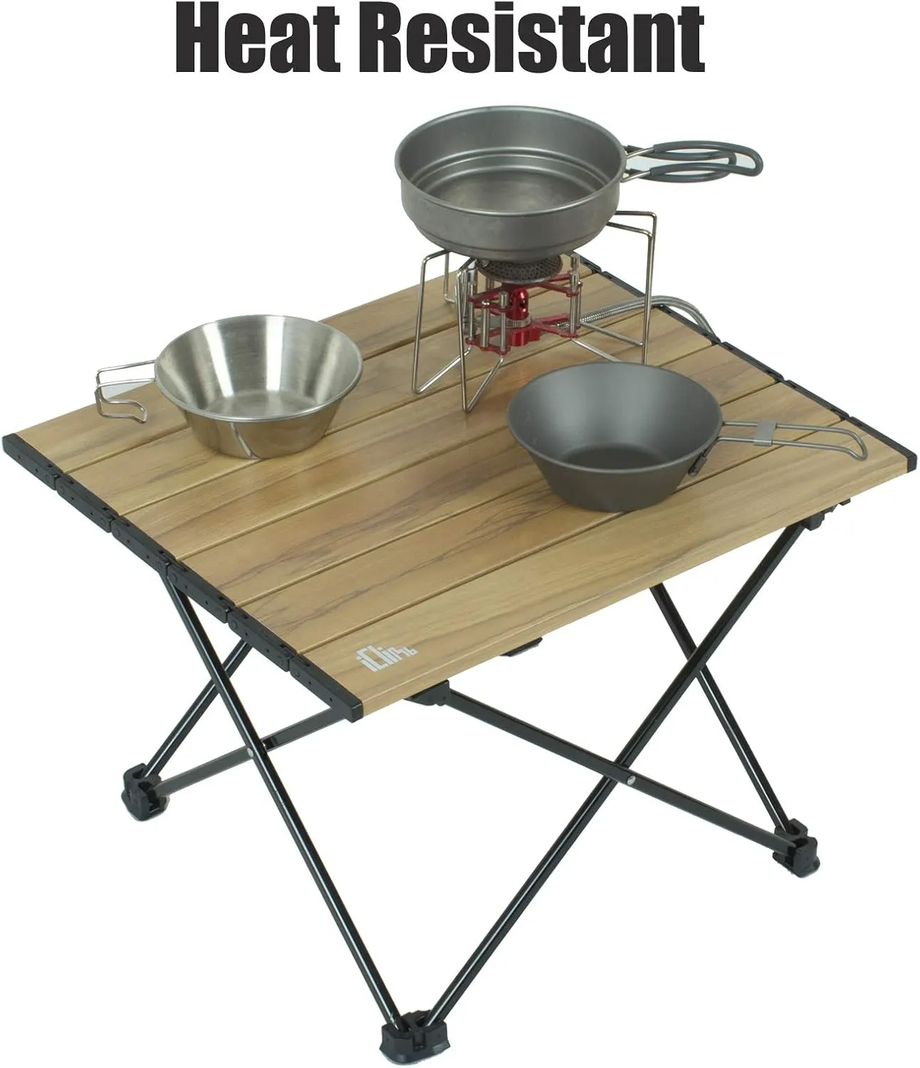 iClimb Ultralight Compact Camping Folding Table with Carry Bag (Blue - L)