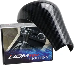 iJDMTOY Glossy Black Carbon Fiber Pattern Shift Knob Cover Shell Compatible with Mercedes-Benz C E GLK GL G Class Older Models