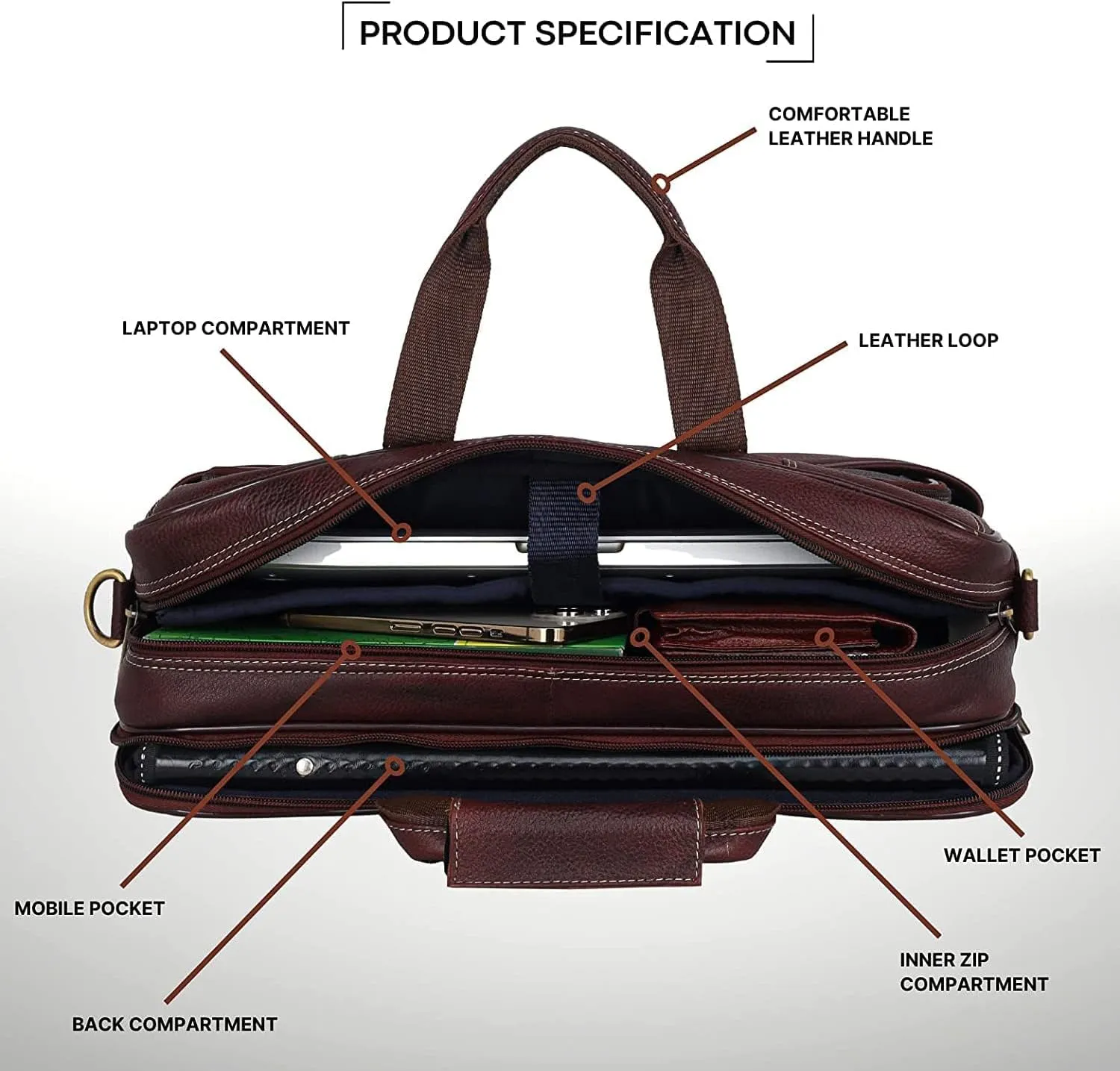 India Leather 16 inches Messenger Bag (MB584)