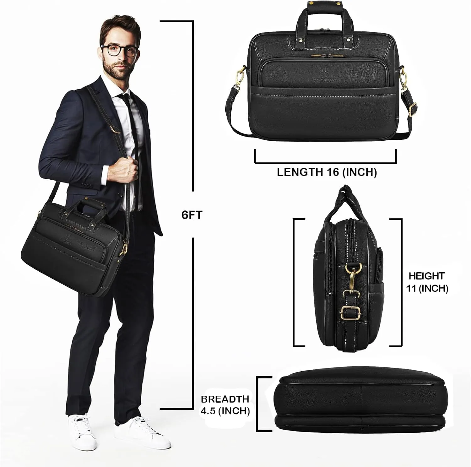 India Leather 16 inches Messenger Bag (MB584)