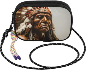 Indian Chief Closeup Crossbody Bags for Women Cell Phone Purses Women's Shoulder Handbags Wallet Purse with Adjustable Strap