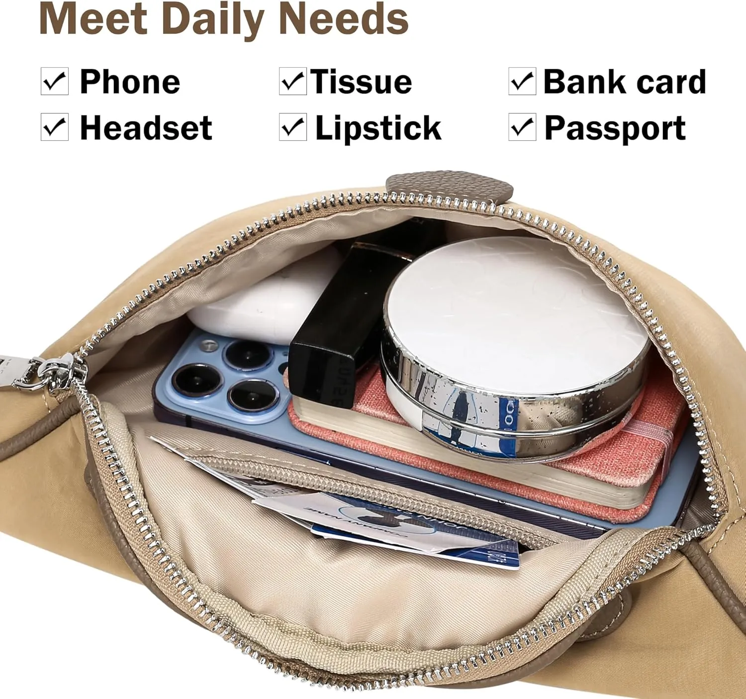 INICAT Fanny Packs for Women,Fashion Waist Packs Crossbody Bum Bag with Adjustable Strap for Travel Sport