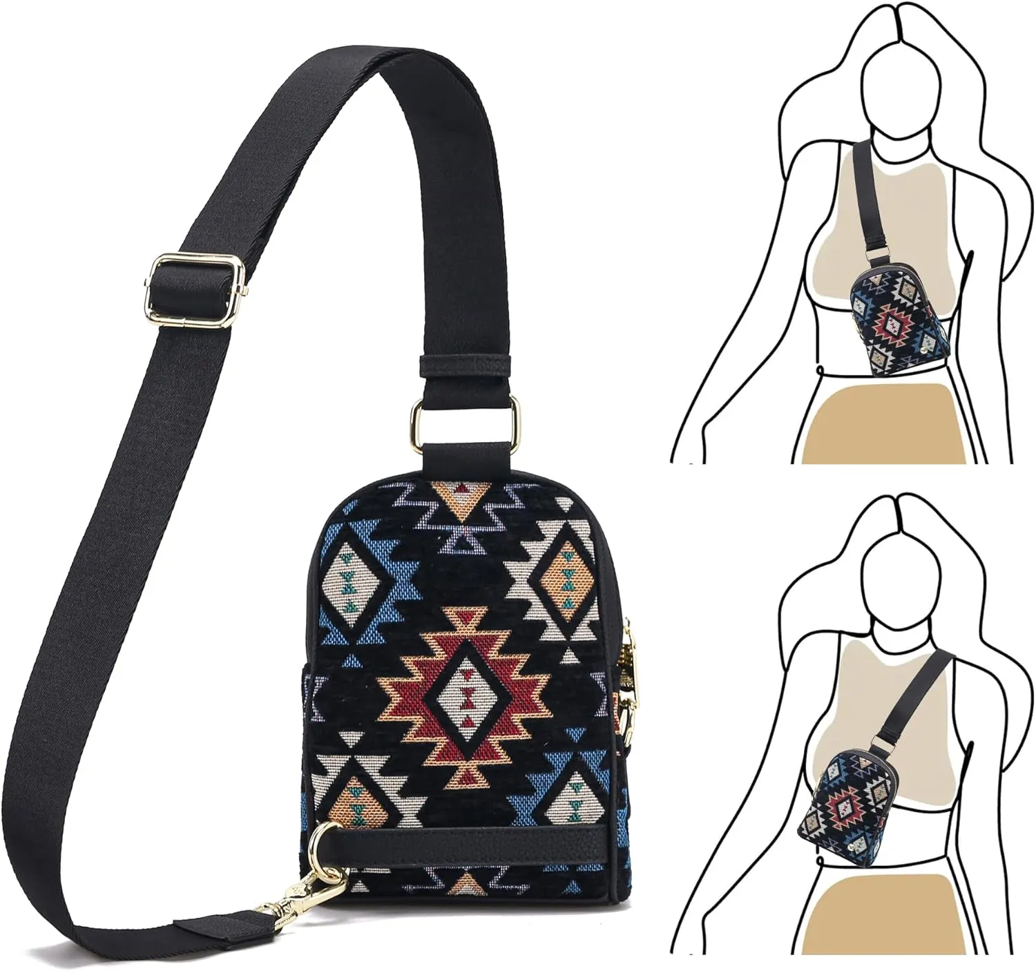 INICAT Travel Small Sling Bag Leather Crossbody Bags for Women Fanny Packs Cross Body Bag for Woman Cross Body Purses