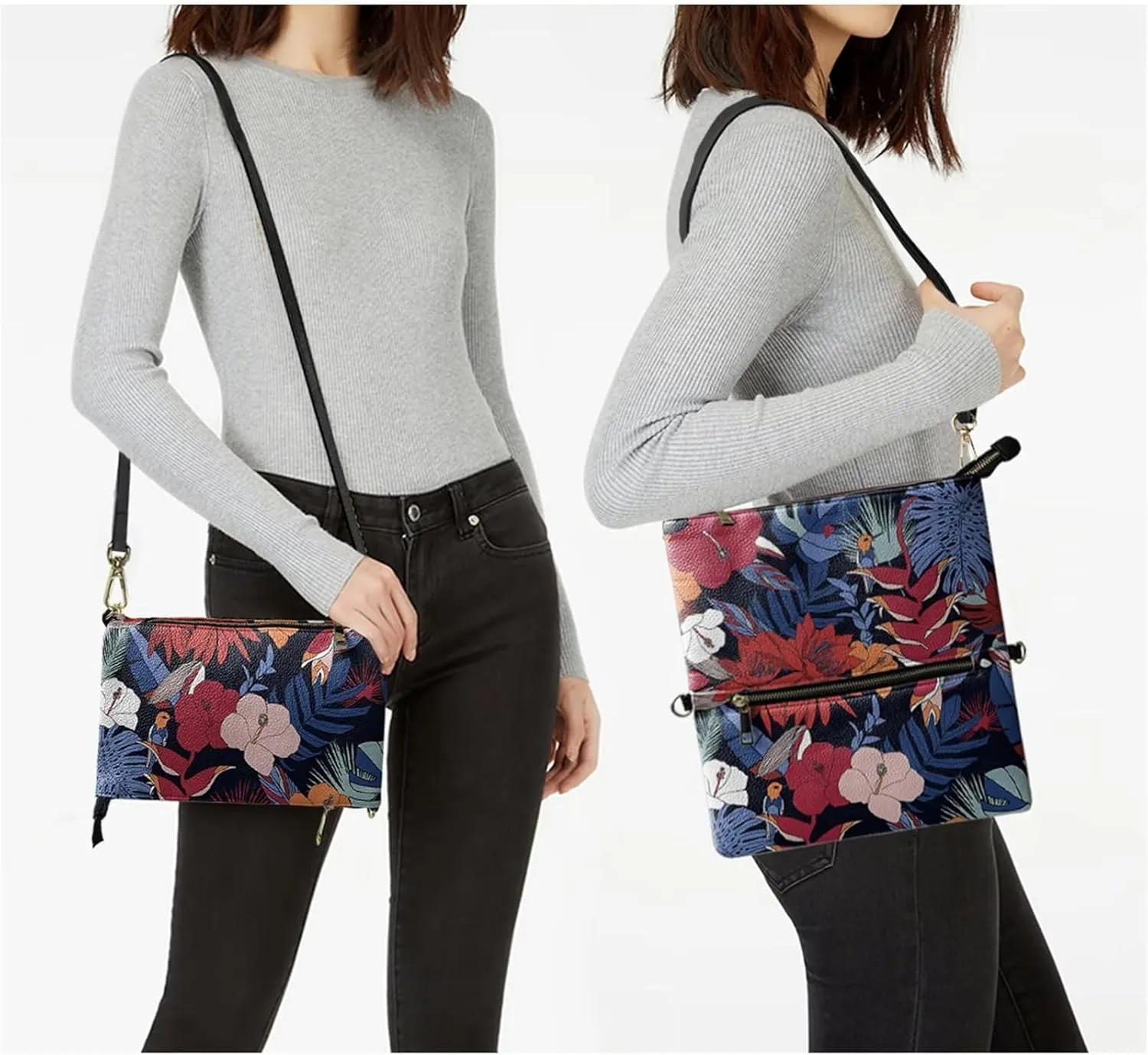 INSTANTARTS Envelope Handbags for Women Shoulder Crossbody Bag PU Leather Prom Party Evening Bags with Zipper