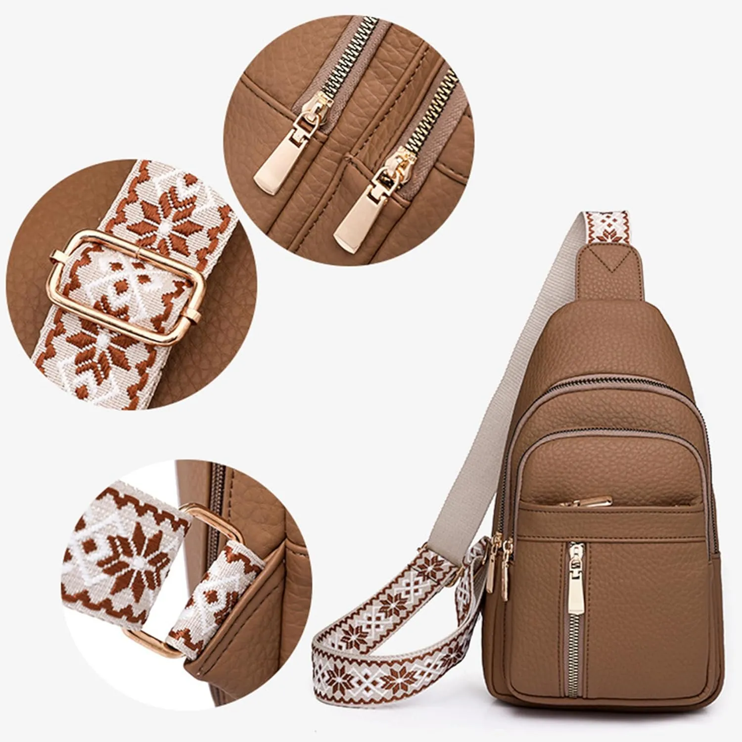 Interprek Crossbody Bag, Respectivelk Crossbody Leather Bags for Women, Adjustable Strap for Travel