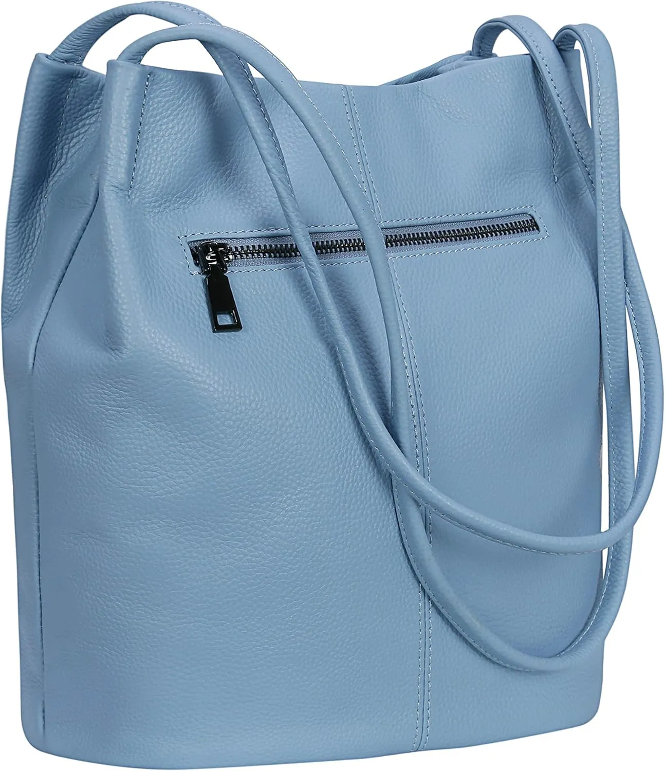Iswee Genuine Leather Tote Bucket Bags Hobo Shoulder Bags Purse and Handbags for Women Trendy