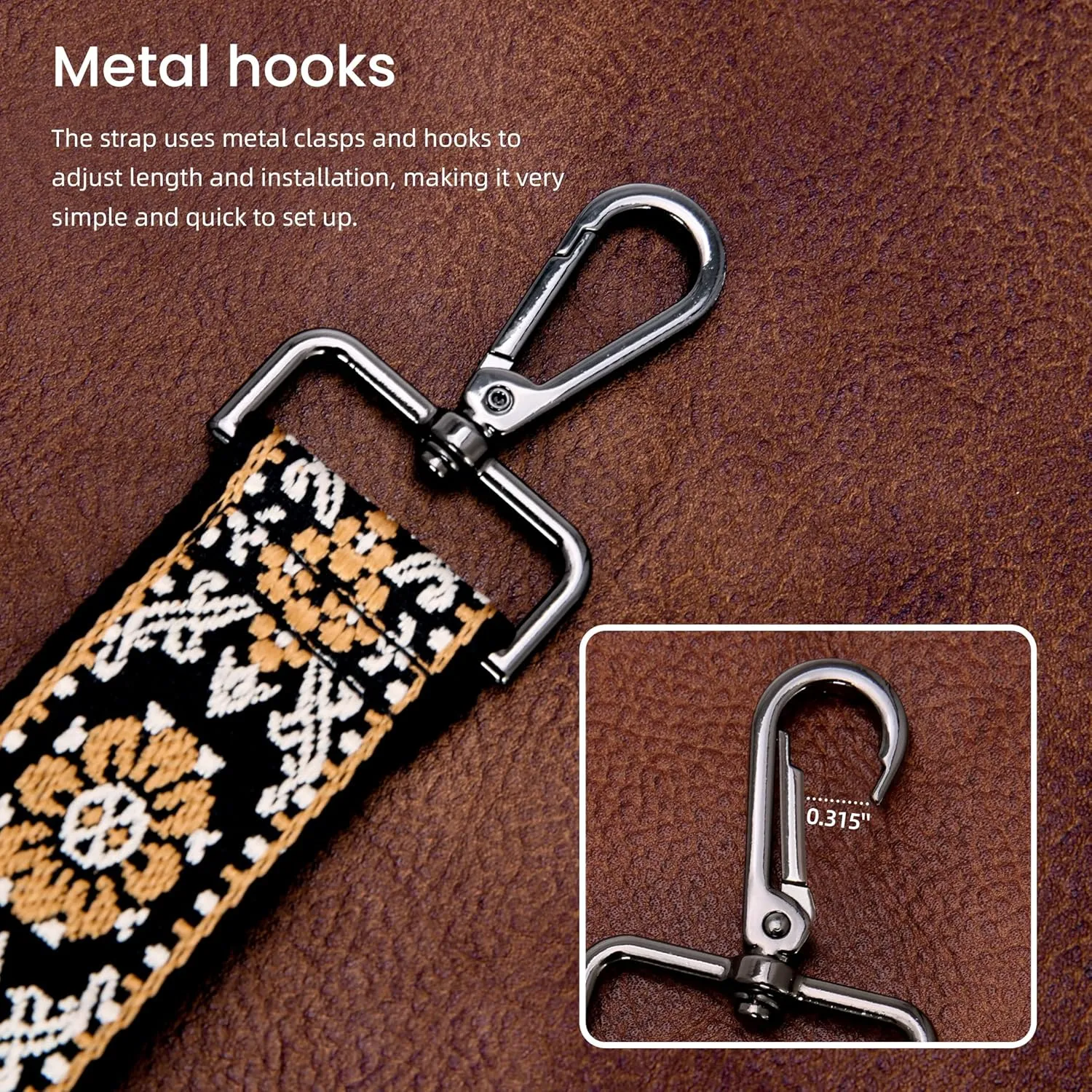 Iswee Wide Purse Straps Replacement Crossbody，Shoulder Bag Strap，Boho Guitar Purse Strap，Adjustable Replacement Strap