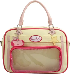 Ita Bag Pin Display Crossbody Bag Denim Stars Purse and Handbag for Women JK Single Shoulder Bag (Yellow)