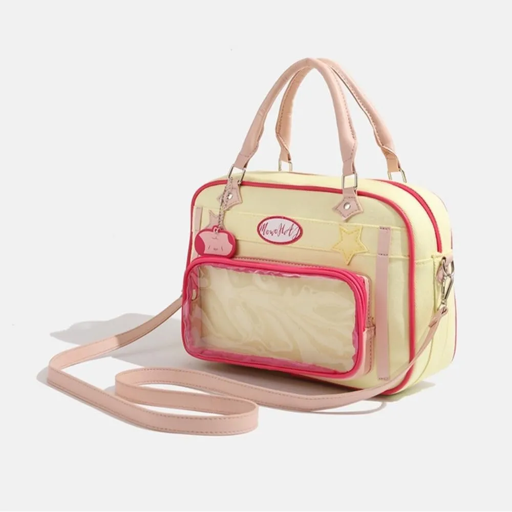 Ita Bag Pin Display Crossbody Bag Denim Stars Purse and Handbag for Women JK Single Shoulder Bag (Yellow)