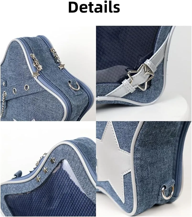 Ita Bag Star Pins Display Backpack with Insert Single Shoulder Bag Crossbody Bag Handbag and Purse for Women (PU blue 1)