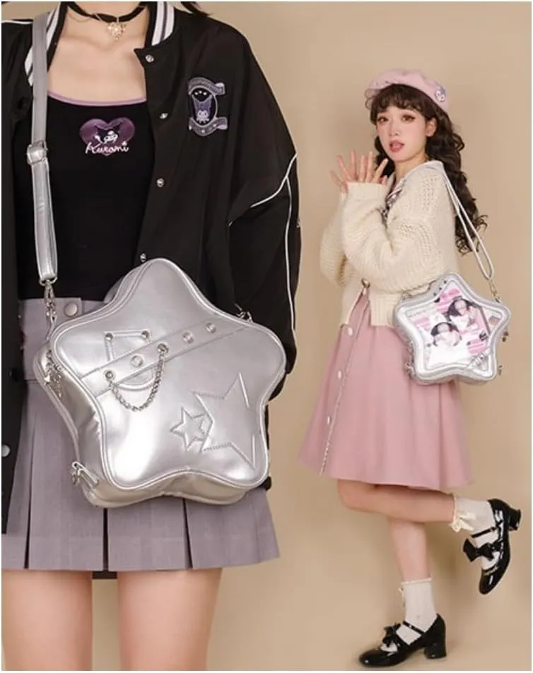 Ita Bag Star Pins Display Backpack with Insert Single Shoulder Bag Crossbody Bag Handbag and Purse for Women (PU blue 1)