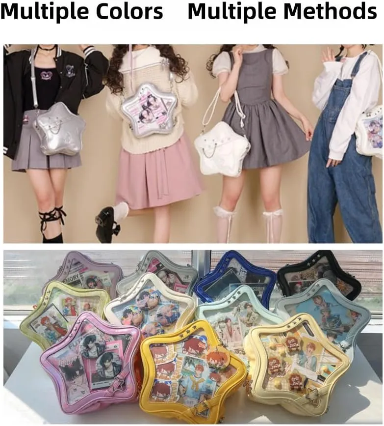 Ita Bag Star Pins Display Backpack with Insert Single Shoulder Bag Crossbody Bag Handbag and Purse for Women (PU blue 1)