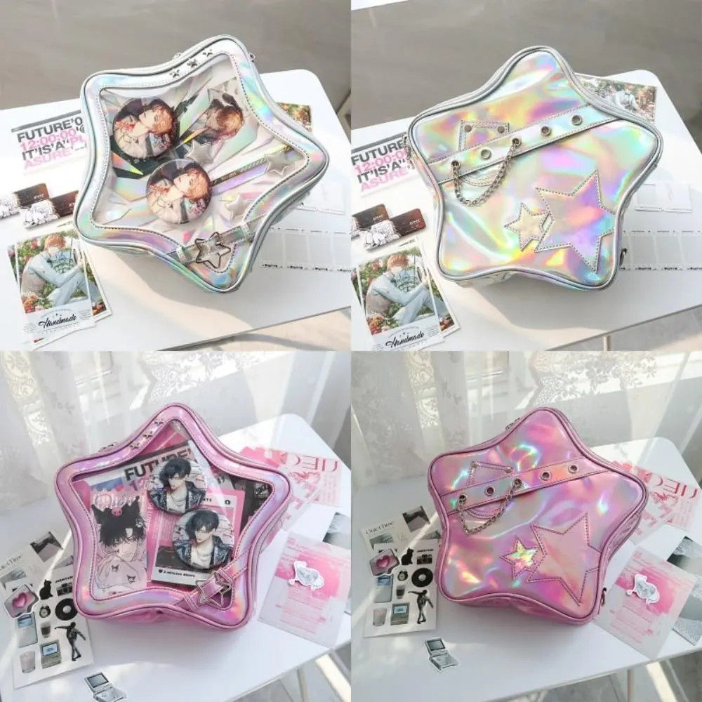 Ita Bag Star Pins Display Backpack with Insert Single Shoulder Bag Crossbody Bag Handbag and Purse for Women (PU laser silver)
