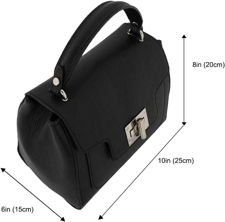 Italian Genuine Leather Satchel Top Handle Handbag Purse For Women