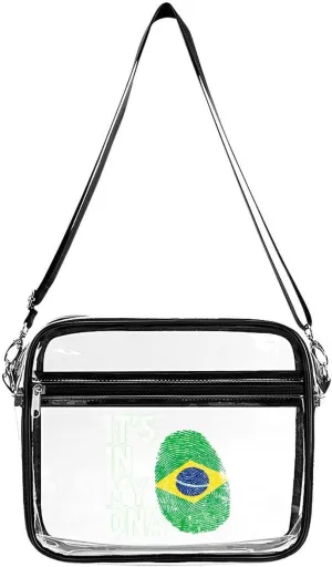 It's in My DNA Brazil Flag1 Clear Crossbody Bag with Adjustable Shoulder Strap PVC Clear Purse Messenger Bag for Men Women