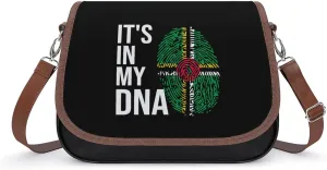 It's In My DNA Dominica Flag Crossbody Bag Anti-Theft Side Shoulder Bags Adjustable Leather Messenger Bag Unisex