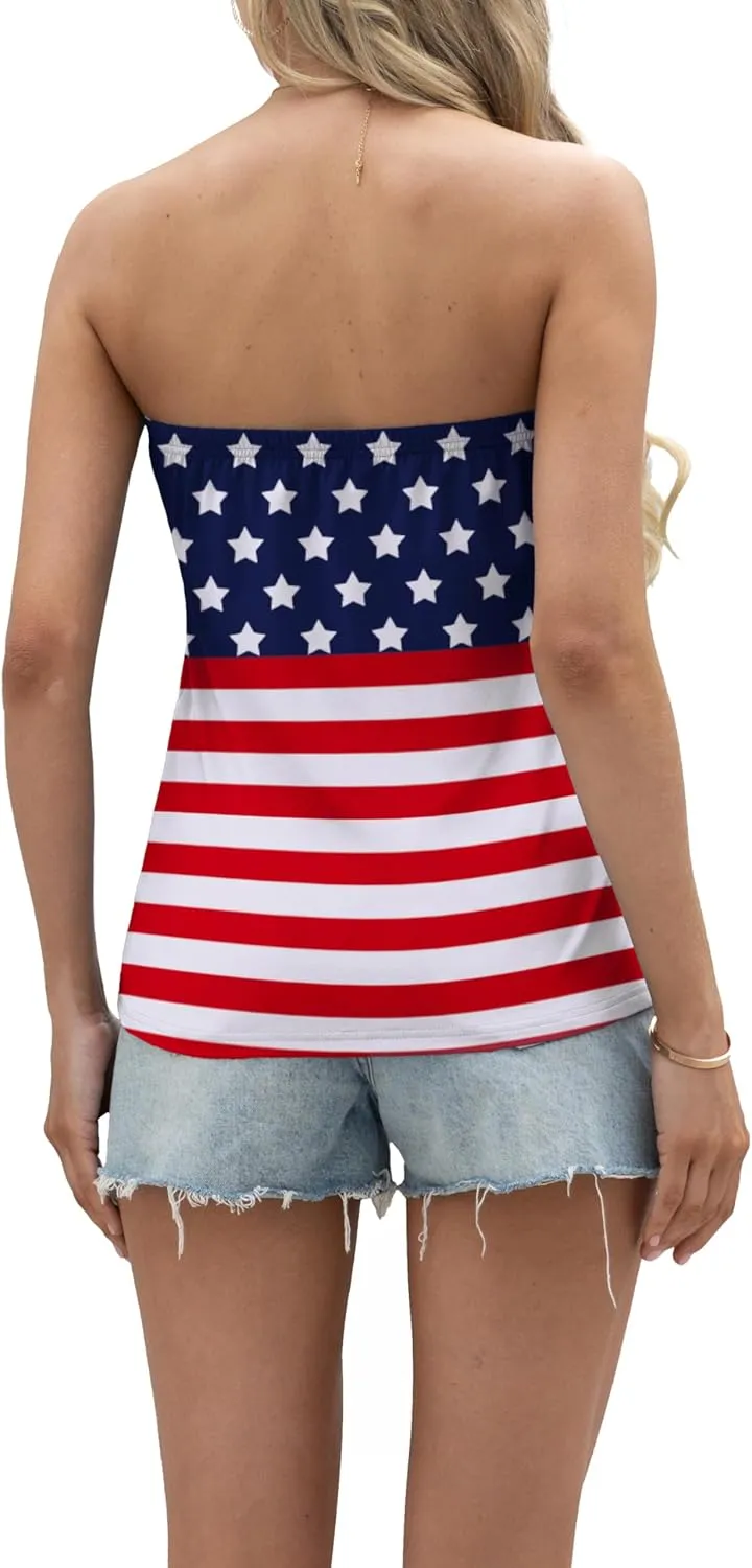 IWOLLENCE Women's Floral Tube Tops Casual Summer Backless Strapless Top Sleeveless Bandeau Tanks Shirt