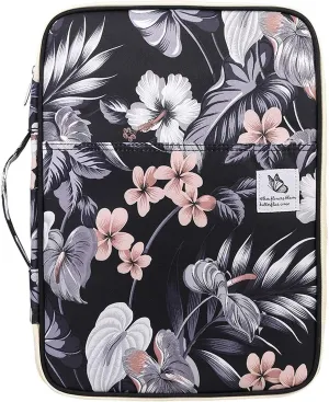 JAKAGO A4 Travel Portfolio Multifunctional Document Organizer Zippered Case for Office Supplies (Mulberry White)