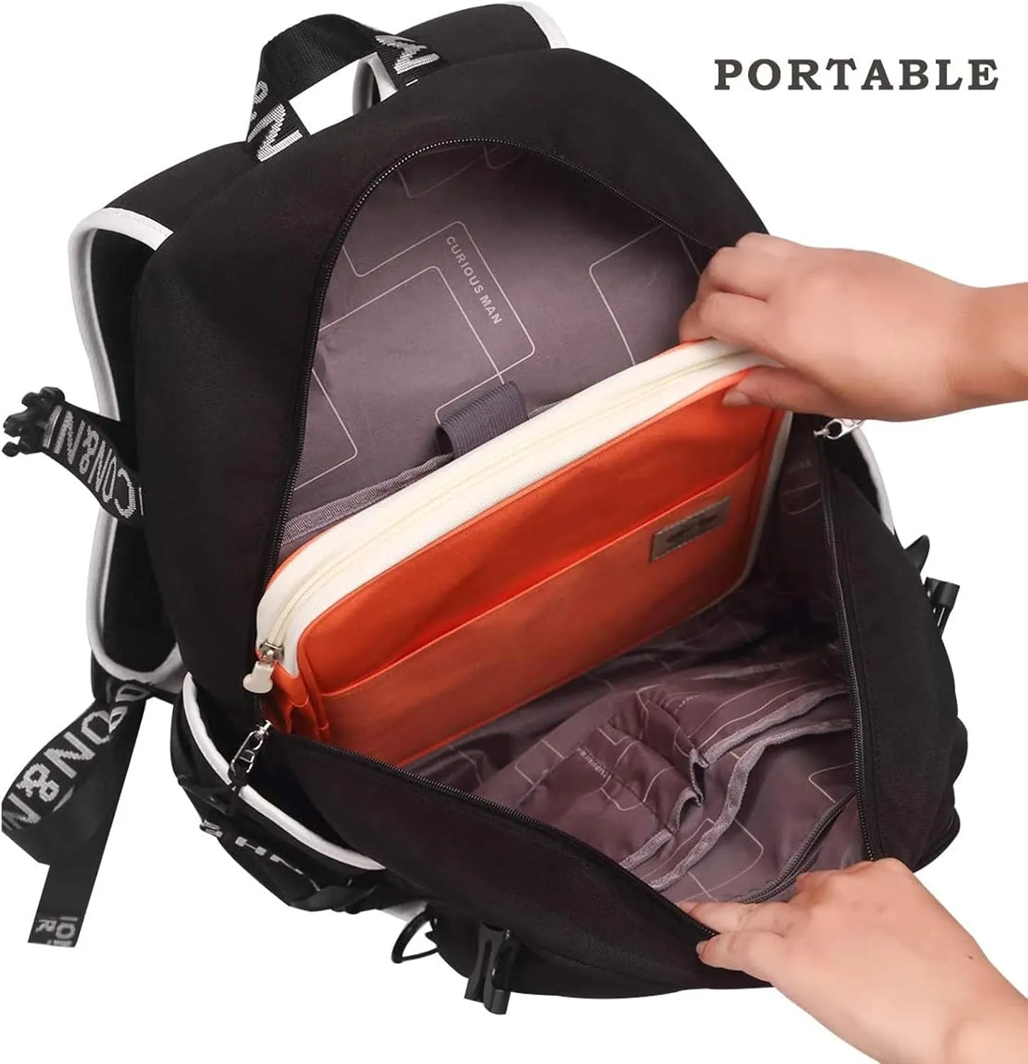 JAKAGO A4 Travel Portfolio Multifunctional Document Organizer Zippered Case for Office Supplies (Orange)