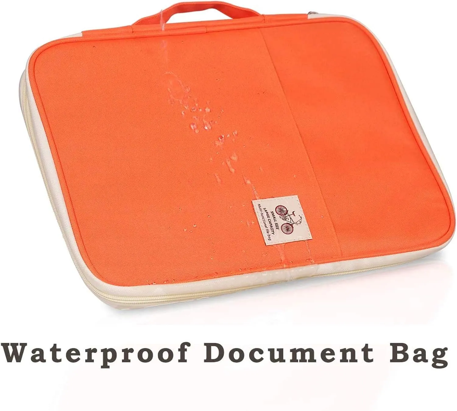 JAKAGO A4 Travel Portfolio Multifunctional Document Organizer Zippered Case for Office Supplies (Orange)