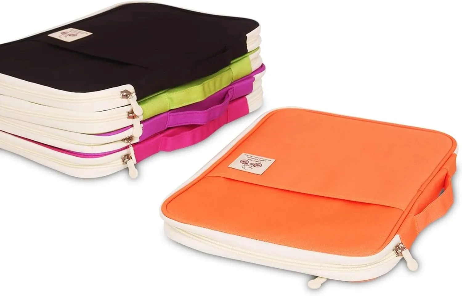 JAKAGO A4 Travel Portfolio Multifunctional Document Organizer Zippered Case for Office Supplies (Orange)