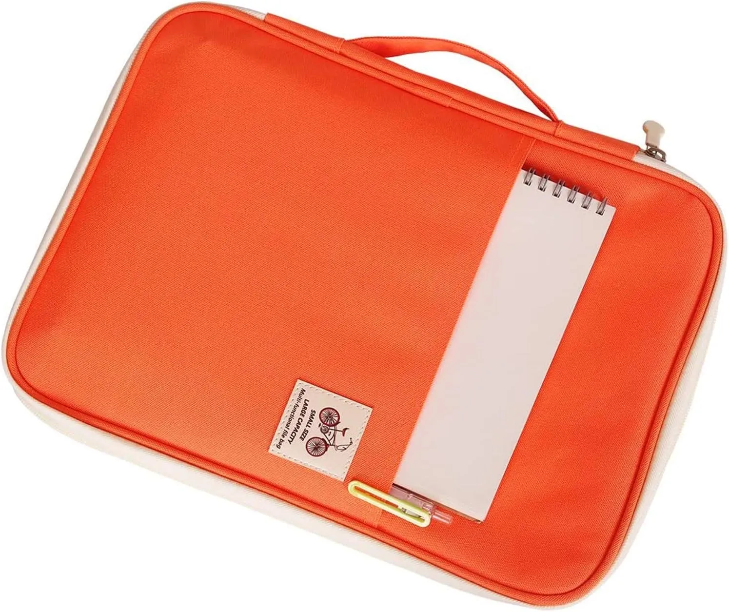 JAKAGO A4 Travel Portfolio Multifunctional Document Organizer Zippered Case for Office Supplies (Orange)