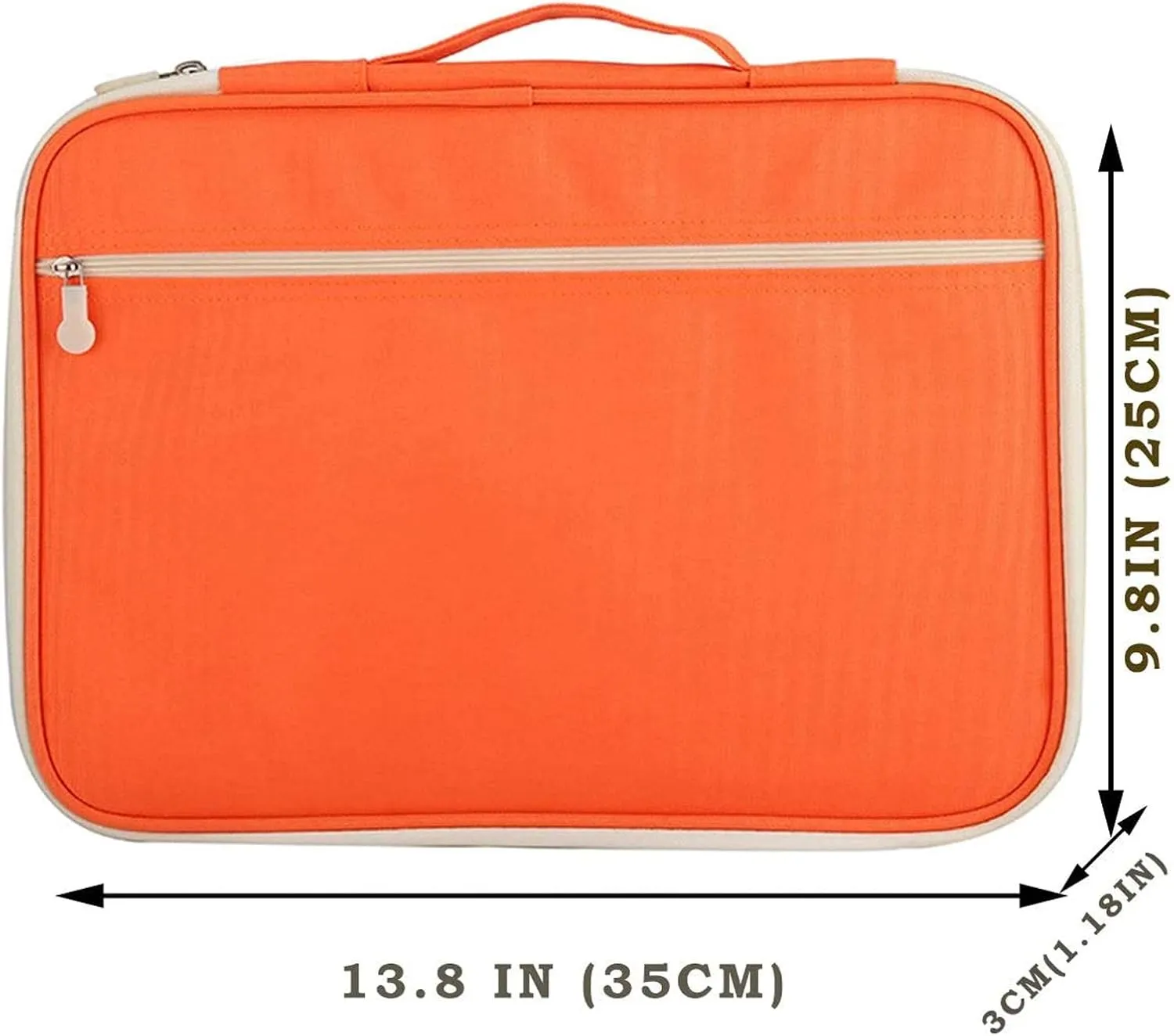 JAKAGO A4 Travel Portfolio Multifunctional Document Organizer Zippered Case for Office Supplies (Orange)