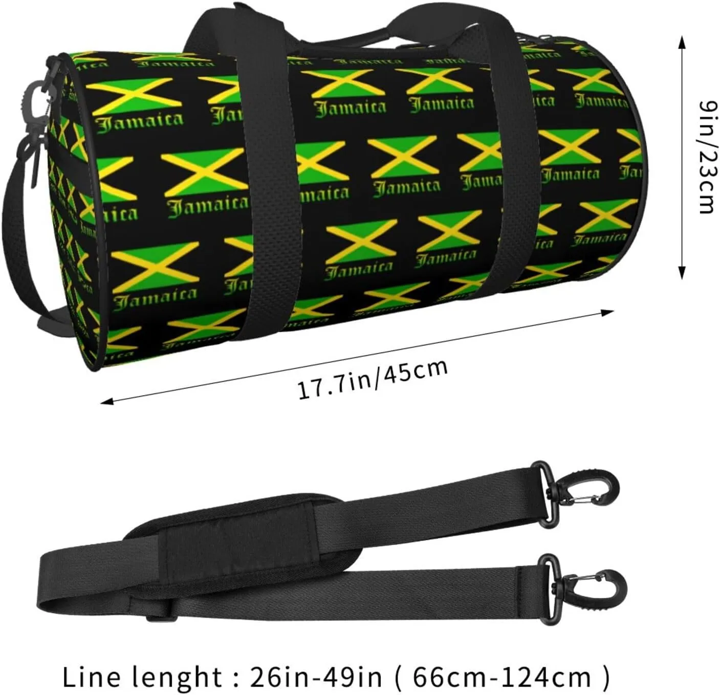 Jamaican Flag Round Travel Duffel Bag Large Capacity Gym Sports Bags for Hiking Vacation Trips