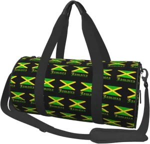 Jamaican Flag Round Travel Duffel Bag Large Capacity Gym Sports Bags for Hiking Vacation Trips