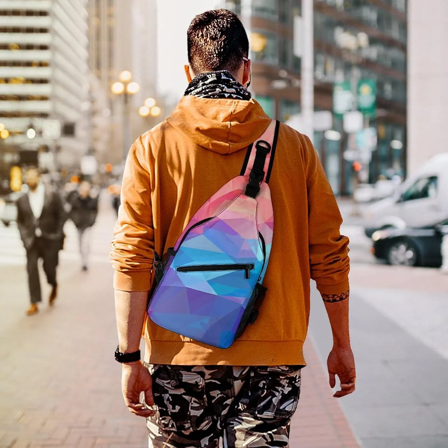 Japanese Sushi Shrimp Sling Bag Lightweight Crossbody Chest Pack Travel Shoulder Bag with Adjustable Strap