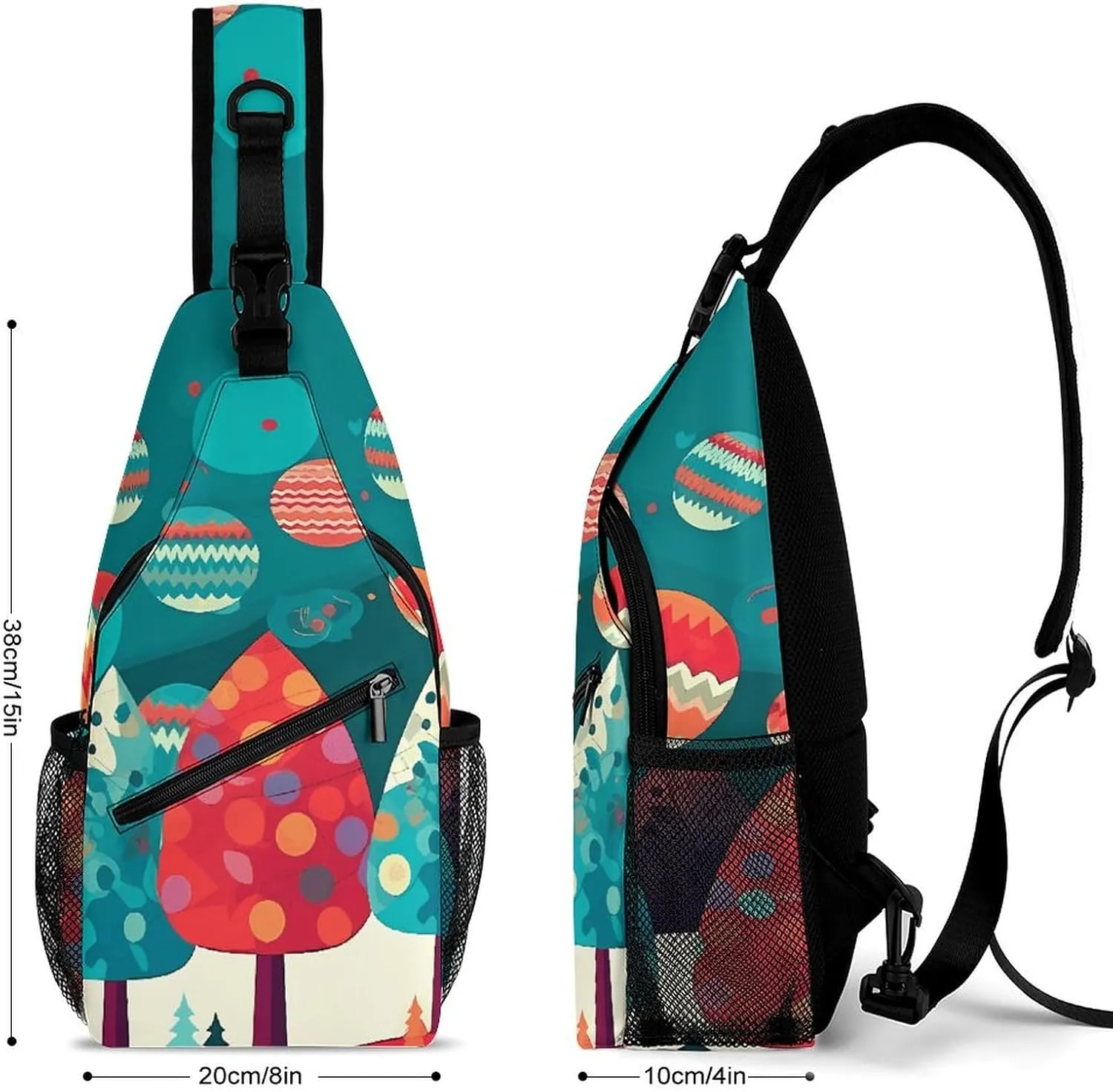 Japanese Sushi Shrimp Sling Bag Lightweight Crossbody Chest Pack Travel Shoulder Bag with Adjustable Strap