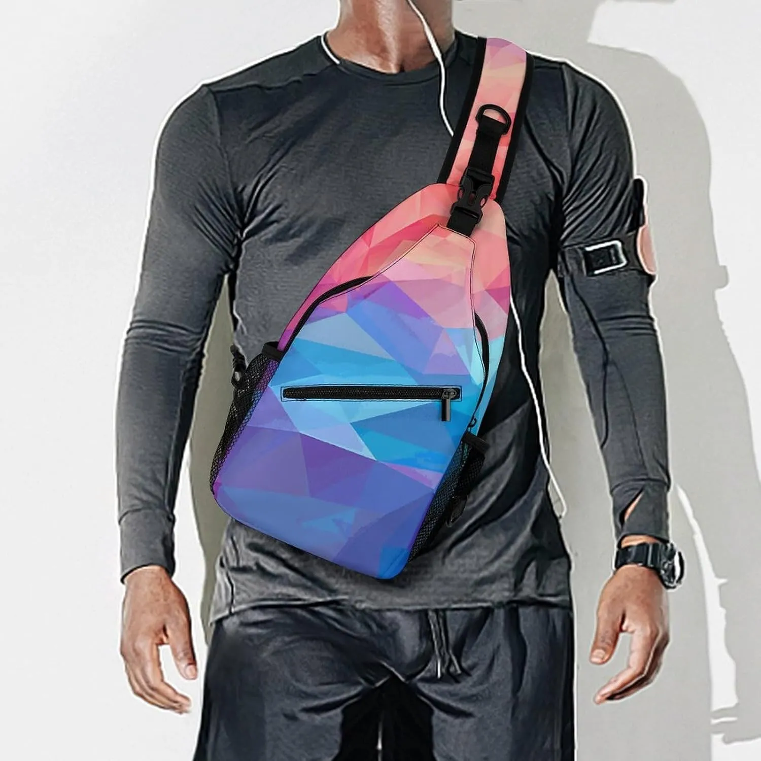 Japanese Sushi Shrimp Sling Bag Lightweight Crossbody Chest Pack Travel Shoulder Bag with Adjustable Strap