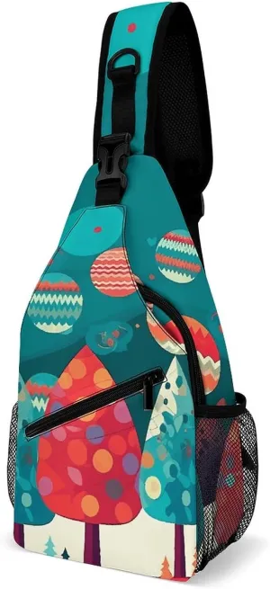 Japanese Sushi Shrimp Sling Bag Lightweight Crossbody Chest Pack Travel Shoulder Bag with Adjustable Strap