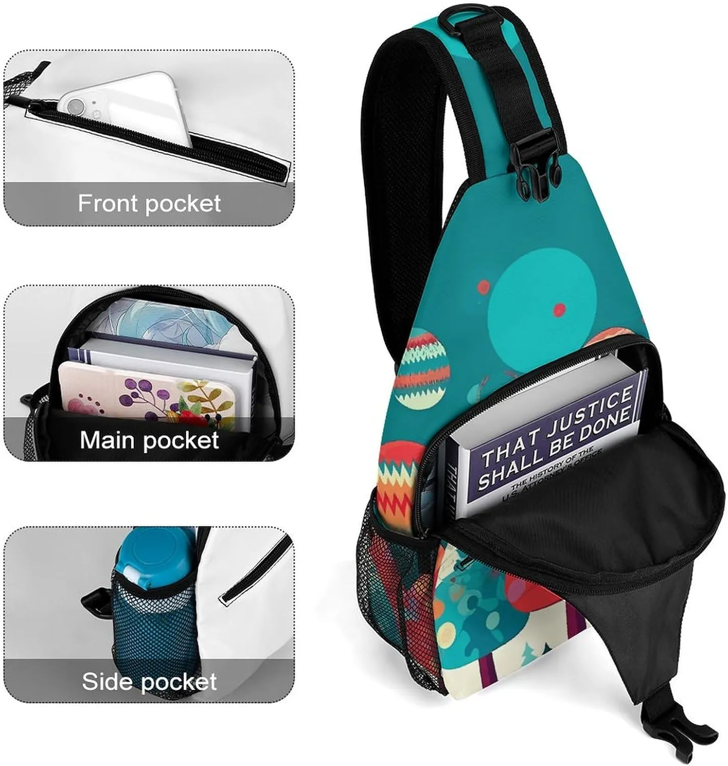 Japanese Sushi Shrimp Sling Bag Lightweight Crossbody Chest Pack Travel Shoulder Bag with Adjustable Strap