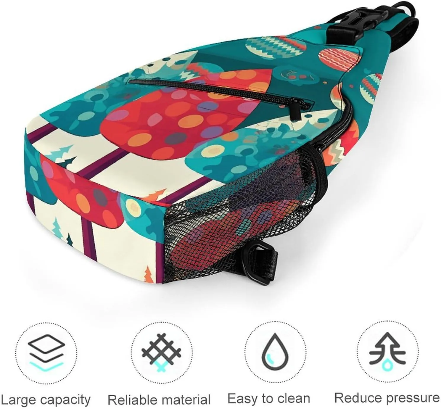 Japanese Sushi Shrimp Sling Bag Lightweight Crossbody Chest Pack Travel Shoulder Bag with Adjustable Strap