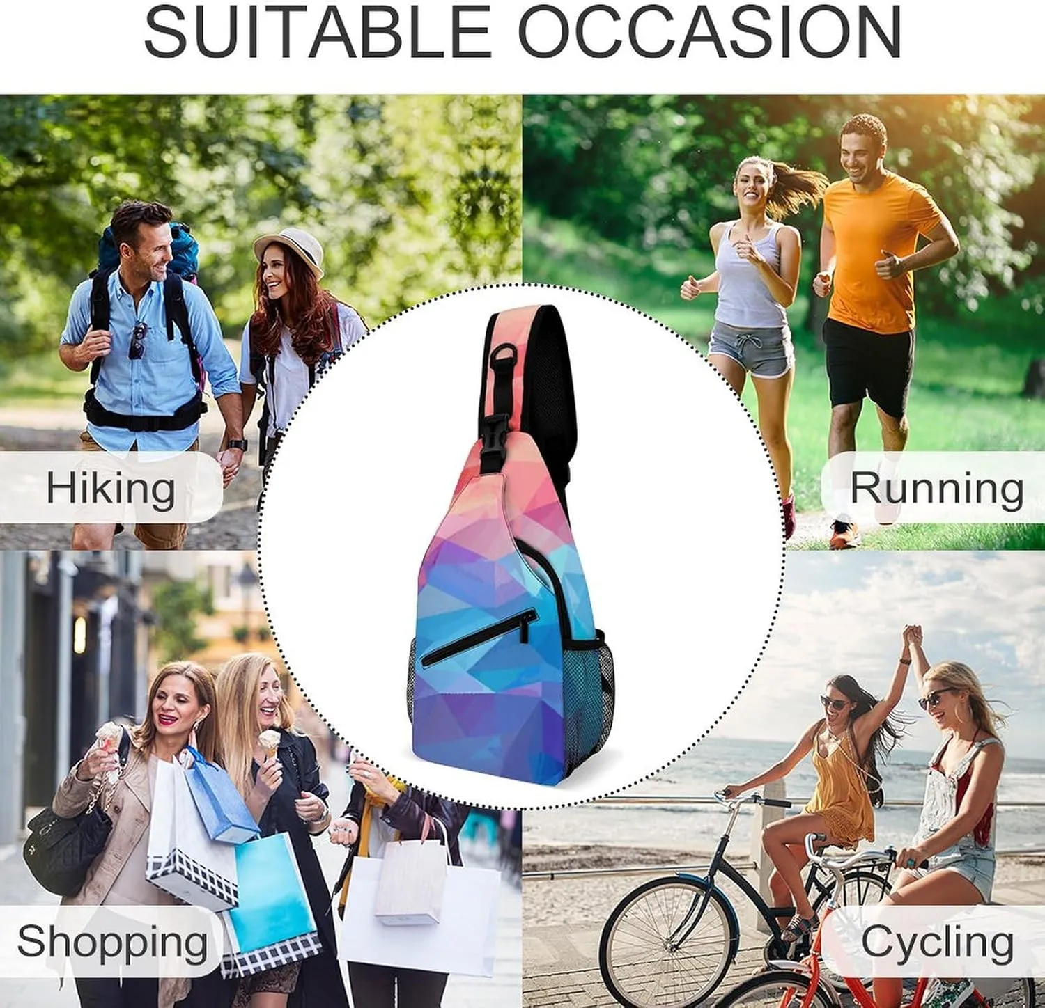 Japanese Sushi Shrimp Sling Bag Lightweight Crossbody Chest Pack Travel Shoulder Bag with Adjustable Strap