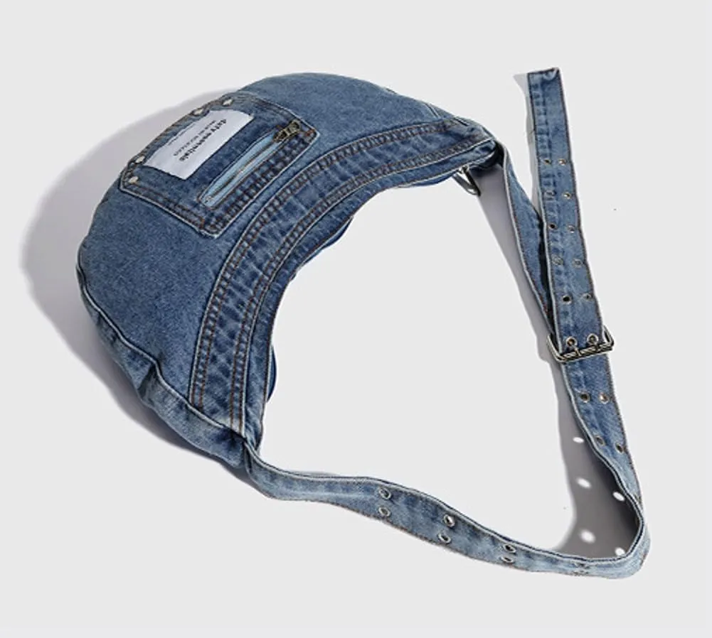 Jean Dumpling Bag Fashion Crossbody Bags for Women Vintage Denim Hobo Bags for Women Y2k Shoulder Bag Handbag Purse 2024