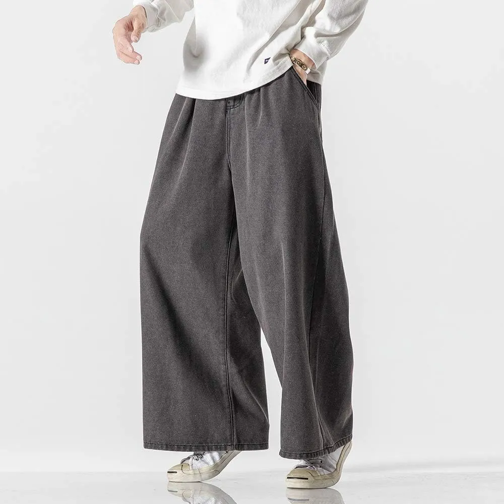 Jeans Men's Big Wide Pants Cotton Relaxed-Fit Carpenter Jean Denim Pants Hip Hop Blue Black M-5XL