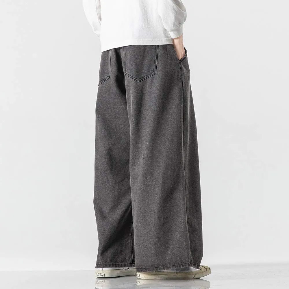 Jeans Men's Big Wide Pants Cotton Relaxed-Fit Carpenter Jean Denim Pants Hip Hop Blue Black M-5XL