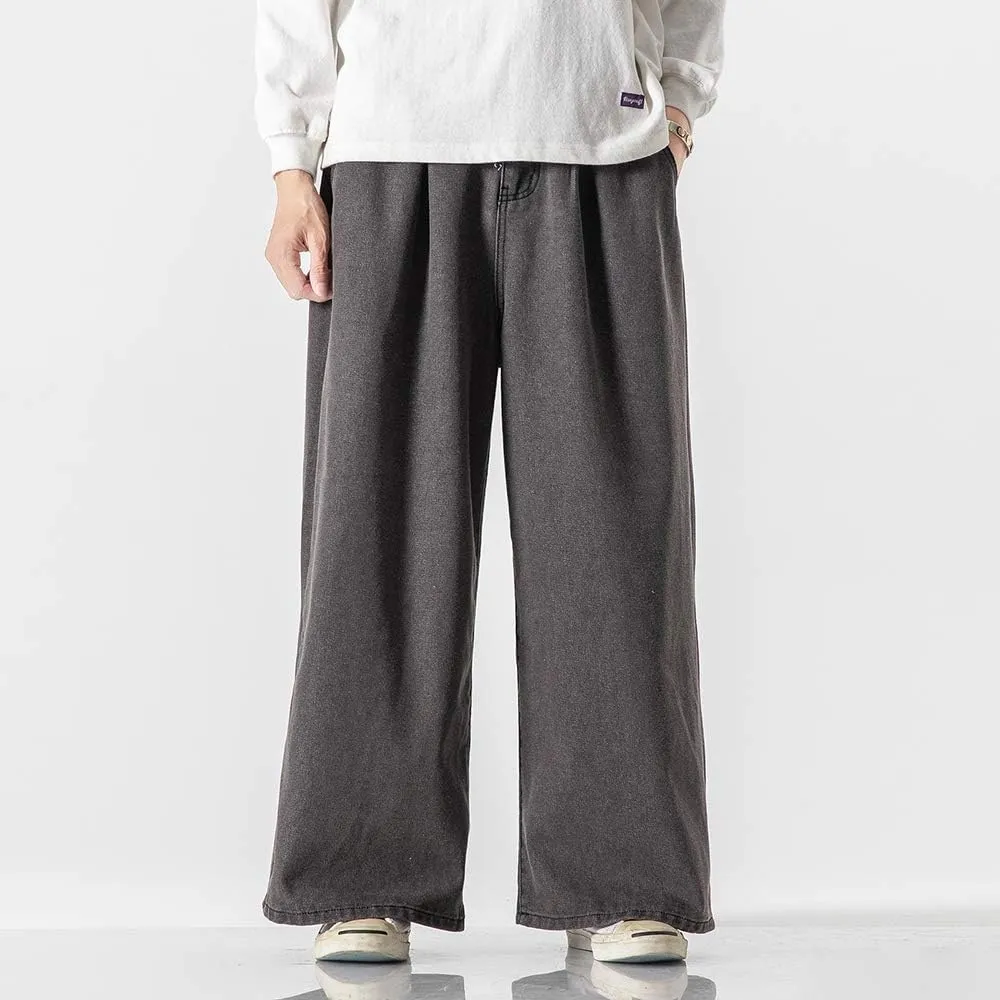 Jeans Men's Big Wide Pants Cotton Relaxed-Fit Carpenter Jean Denim Pants Hip Hop Blue Black M-5XL