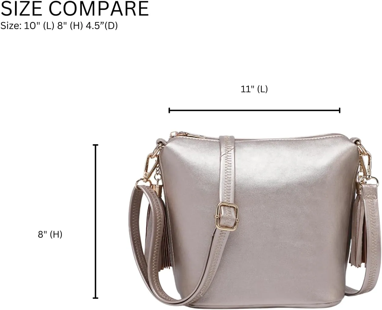 JEN & CO. Dylan Vegan Leather Crossbody Bags for Women Trendy Purses Shoulder Handbags with Adjustable Strap & Tassel Zippers