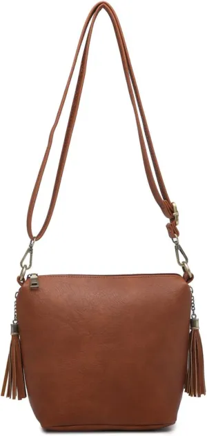JEN & CO. Dylan Vegan Leather Crossbody Bags for Women Trendy Purses Shoulder Handbags with Adjustable Strap & Tassel Zippers