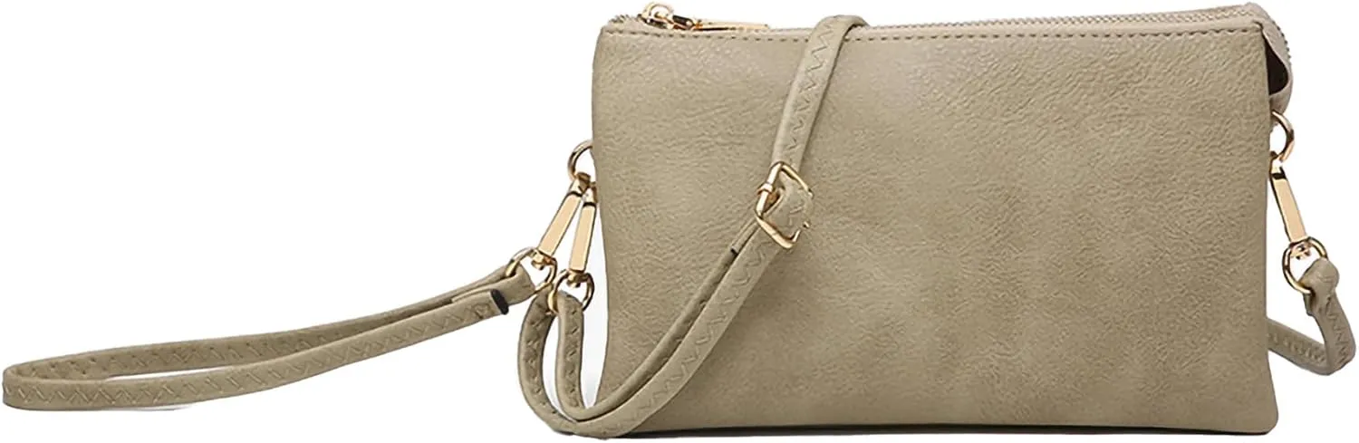 JEN & CO. Riley Small Crossbody Bags Vegan Leather Wristlet Wallets Clutch Purses Shoulder Handbag for Women