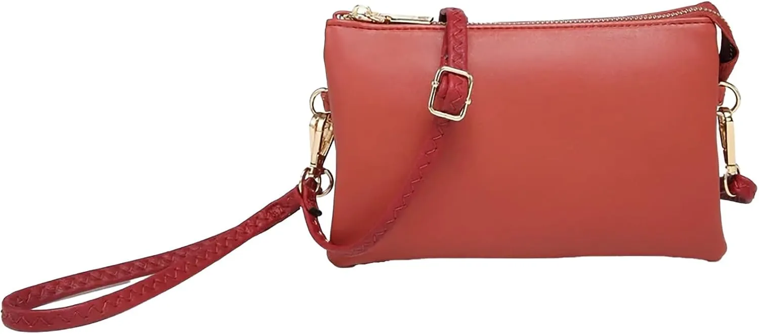 JEN & CO. Riley Small Crossbody Bags Vegan Leather Wristlet Wallets Clutch Purses Shoulder Handbag for Women
