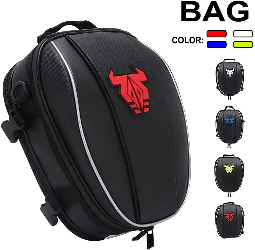 JFG RACING Motorcycle Bag,12L Dual Universal Motorcycle Tail Bag Seat Bag Backpack Saddlebag Luggage-Red
