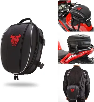 JFG RACING Motorcycle Bag,12L Dual Universal Motorcycle Tail Bag Seat Bag Backpack Saddlebag Luggage-Red