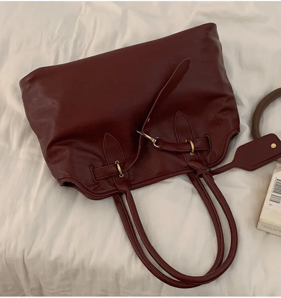 JHTPSLR Vegan Leather Tote Bag for Women Large Vintage Leather Tote Bags Y2k Bags Handbag Work Travel Bags